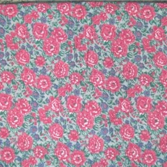 Other Coral Pink Green Floral Cotton Quilting Fabric 34 Wide X 1 14